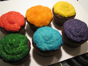 Rainbow Glitter Cakes
